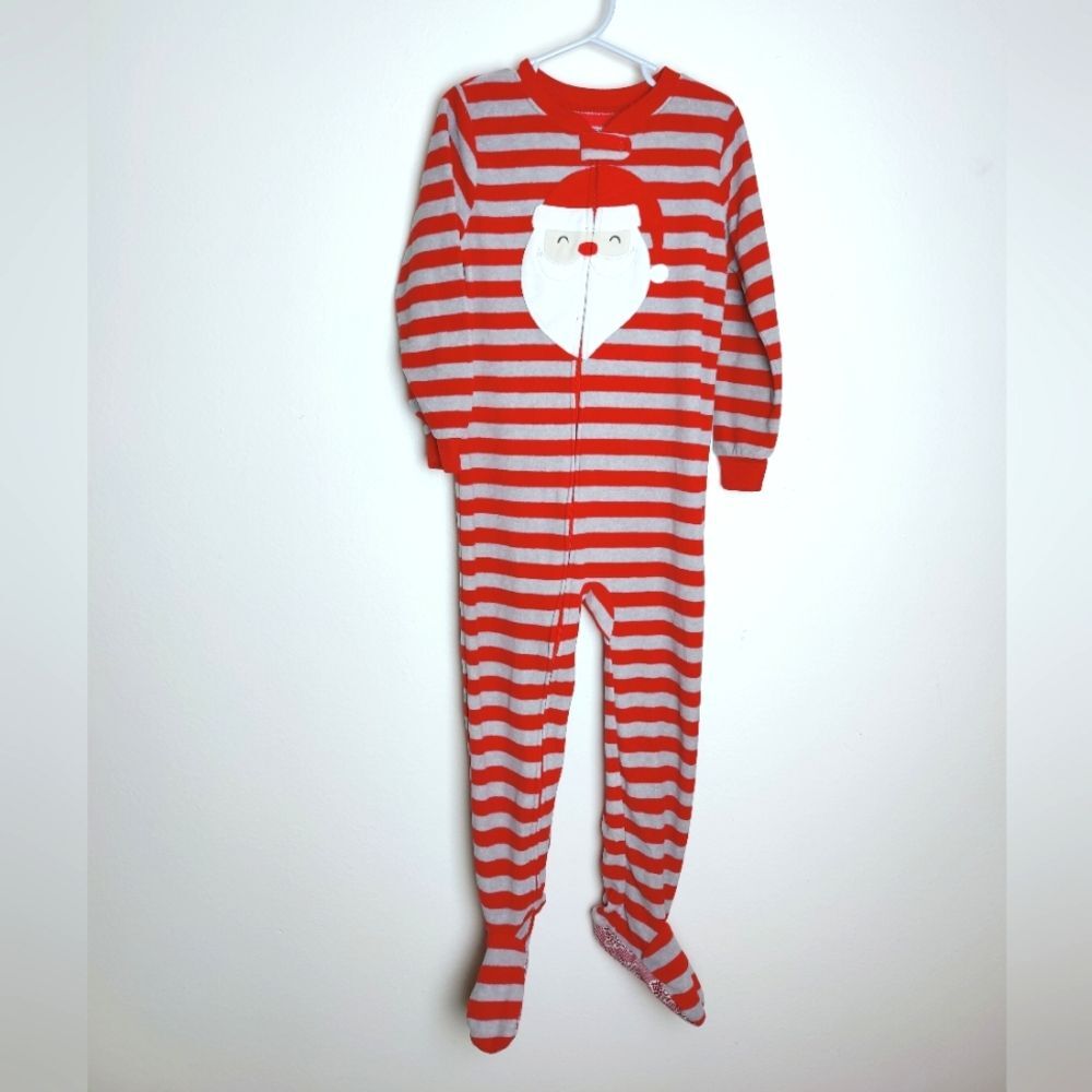 Carter's Unisex Kids' Velour Full Zip Santa Sleeper Onesie Footie Pajamas, Sz 5T